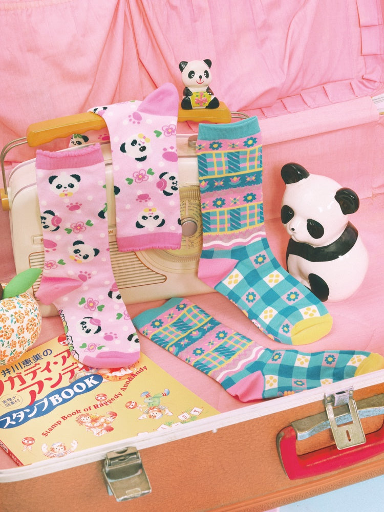 Cartoon Colorful Panda Mid-calf Socks Set