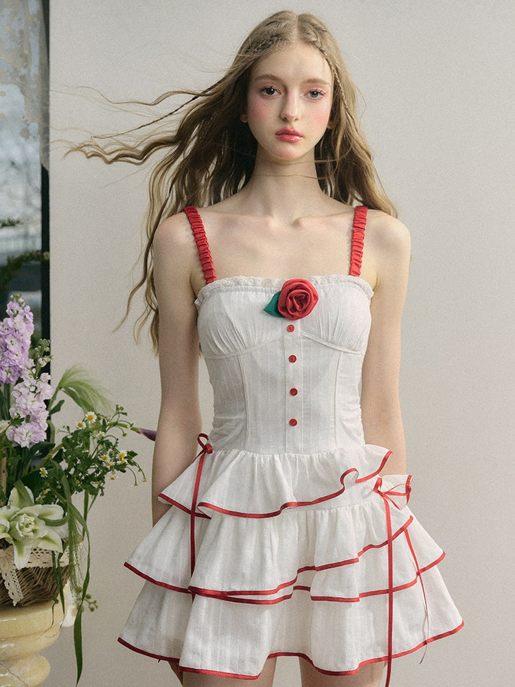 Sweet Girl Style Jacquard Suspender Dress