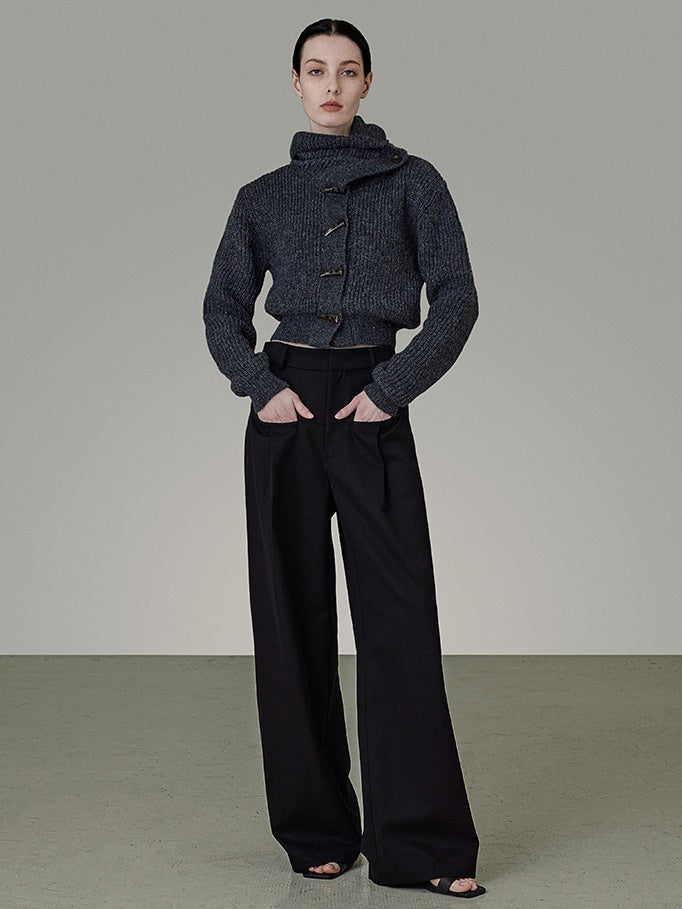 High Waist Front Pocket Drape Pants