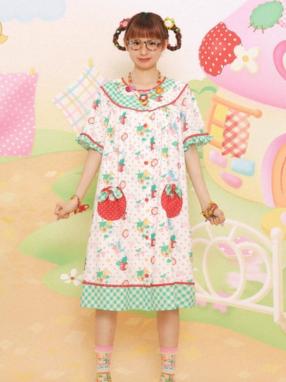 Strawberry Bear Print Loose One-piece