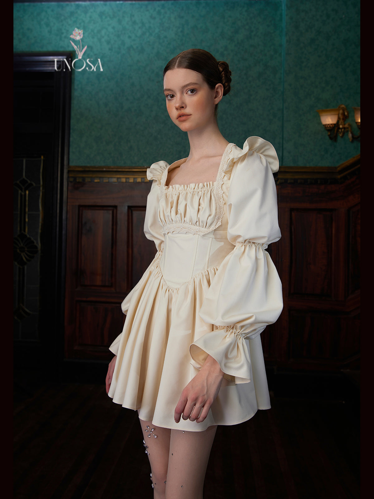 Embossed Pleated Classical Dolly Dress