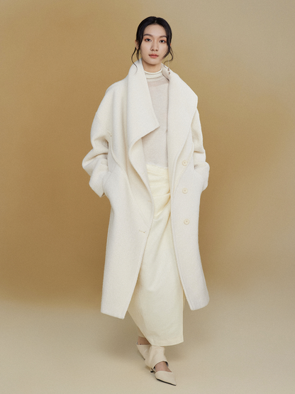 Asymmetric Lapel Woolen Coat