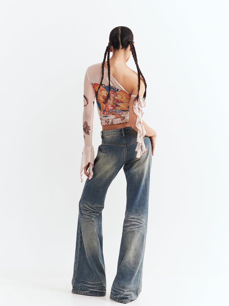 Low-waist Wide-legged Denim Pants