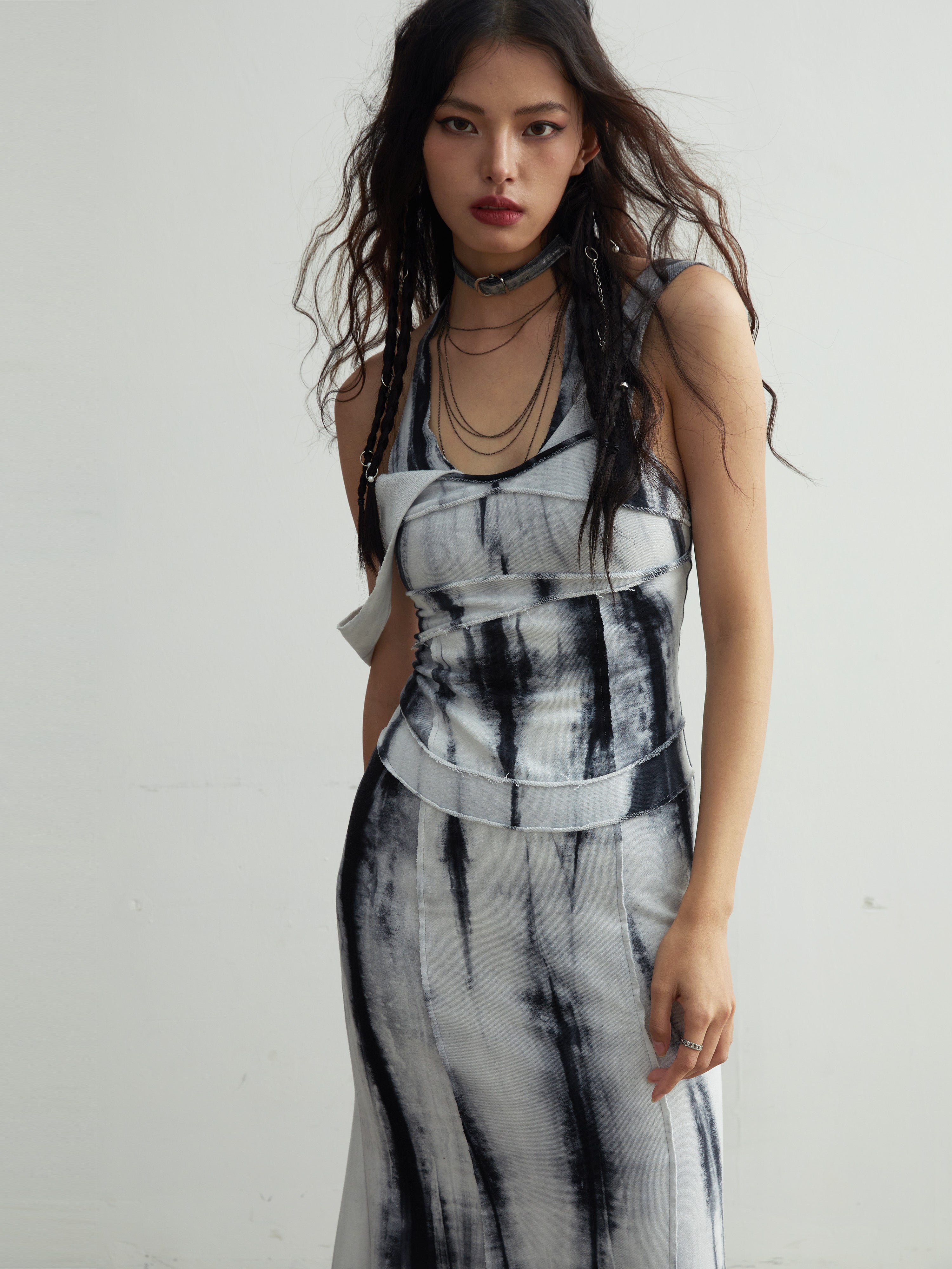 Tie-dye Slim Strap Maxi Dress