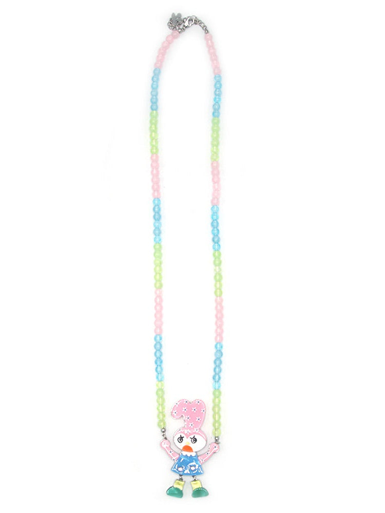 Color Beads String Cartoon Bunny Necklace