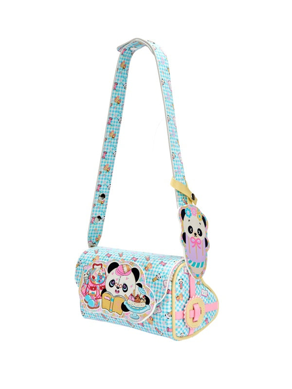 Plaid Print Love Panda Crossbody Bag