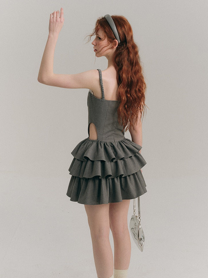 Hollow Suspender Cake Dress