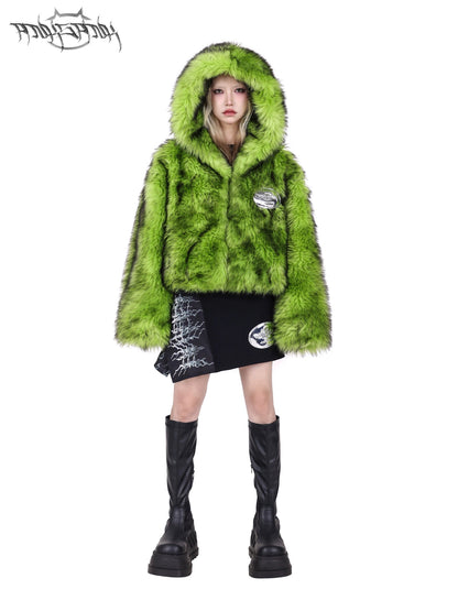 Reversible Fur Warm Hooded Short Jacket