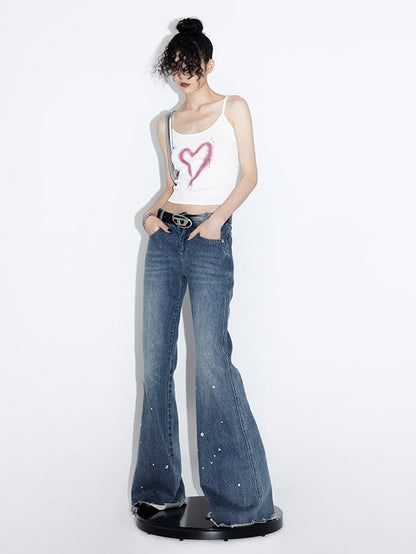 Micro-flared High-waist Denim Pants