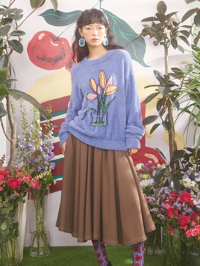 Tulips Jacquard Loose Sweater