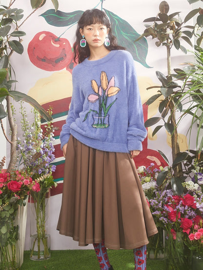 Tulips Jacquard Loose Pullover