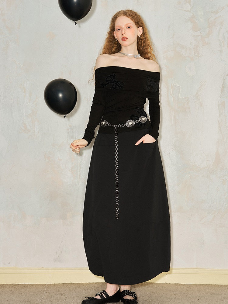 Simple Lantern Long Skirt