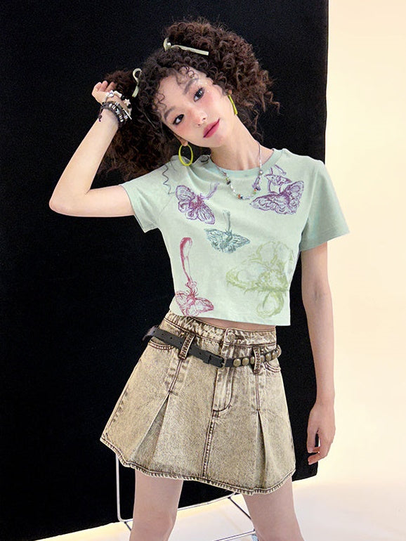 Retro Print Short-sleeved T-Shirt