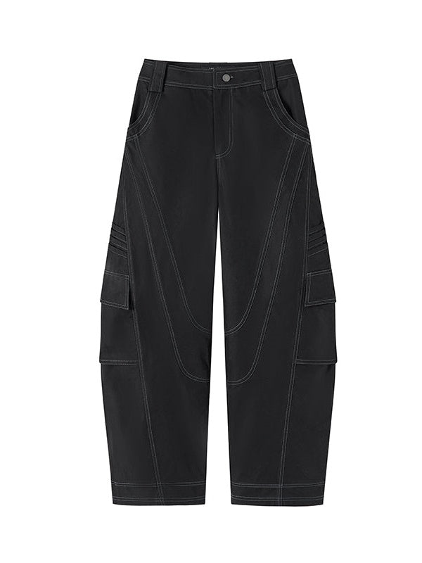 Pantalon décontracté de conception de courbe haute taille