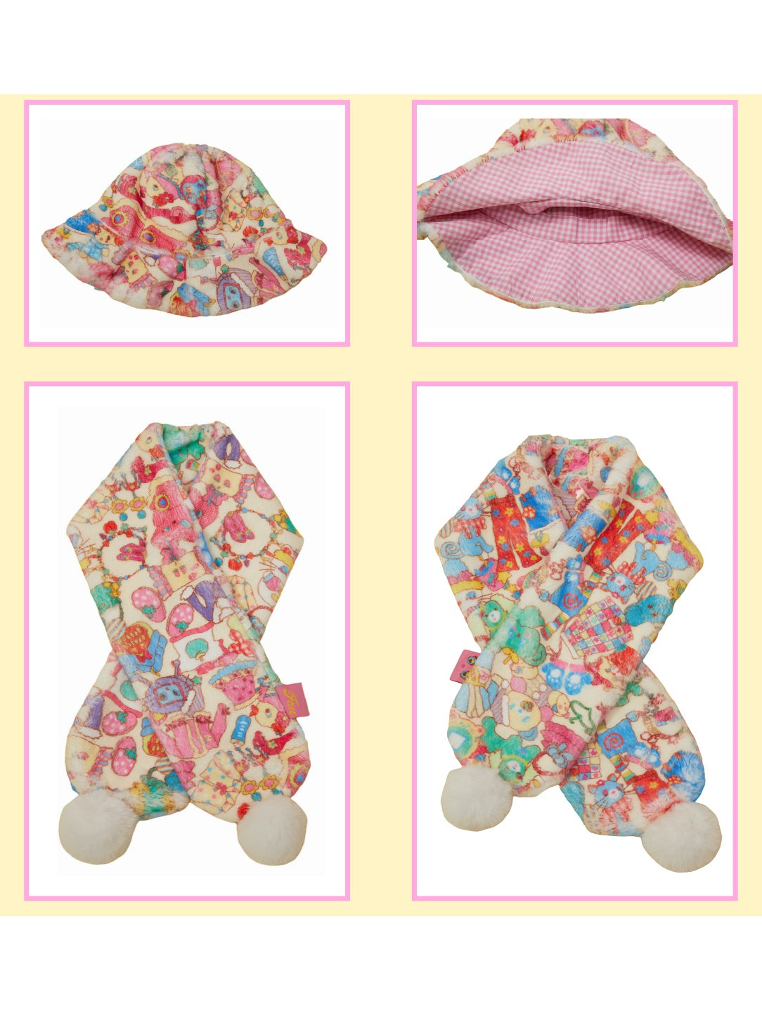 Cartoon Print Hat &amp; Muffler