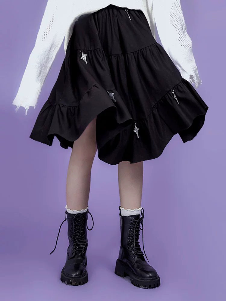 A-line Irregular Gather Skirt