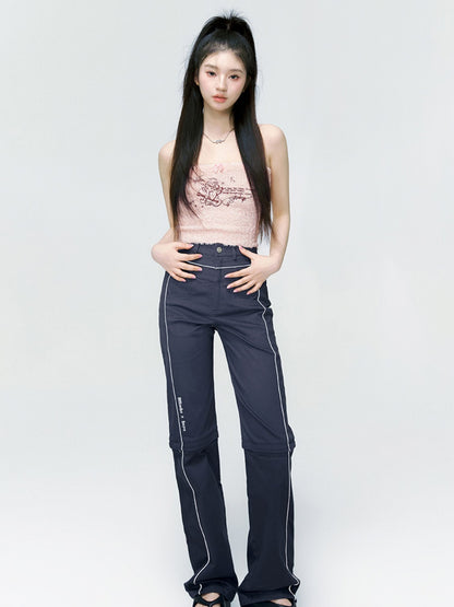 Strait Casual Knee-Zip Sporty Pants