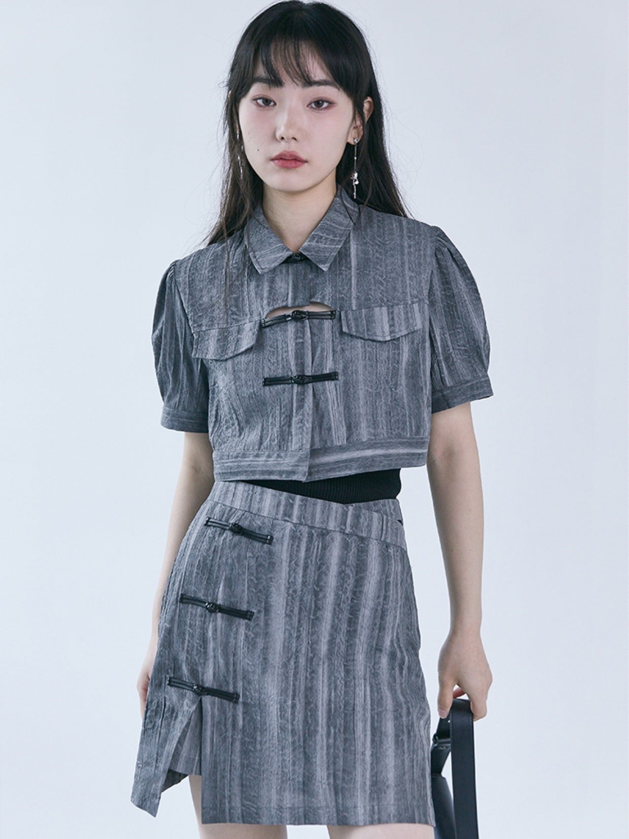 Chinese Style Hollow Tie-dye Shirt ＆ Skirt