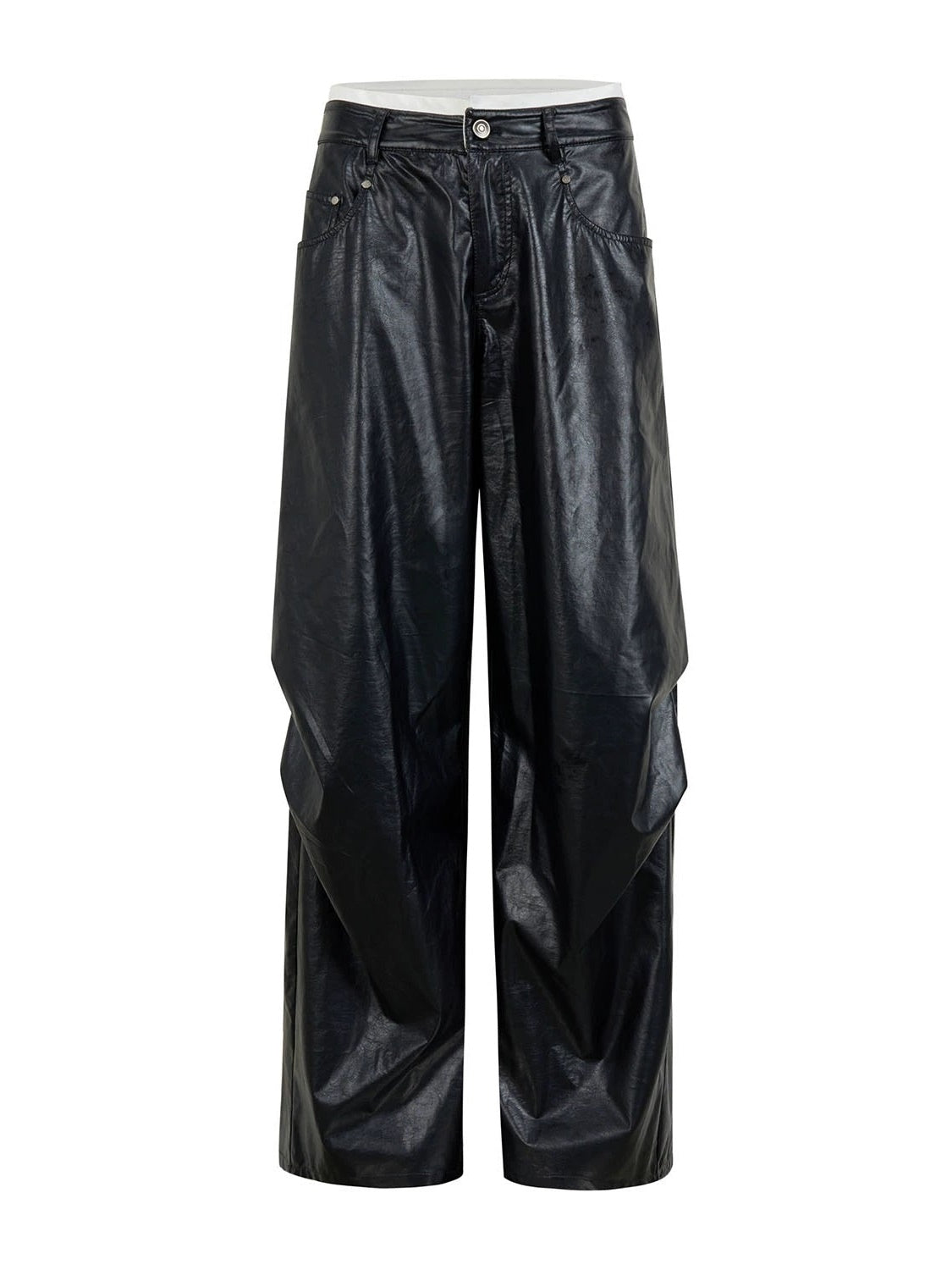 Oil Leather Street Wide-leg Trousers