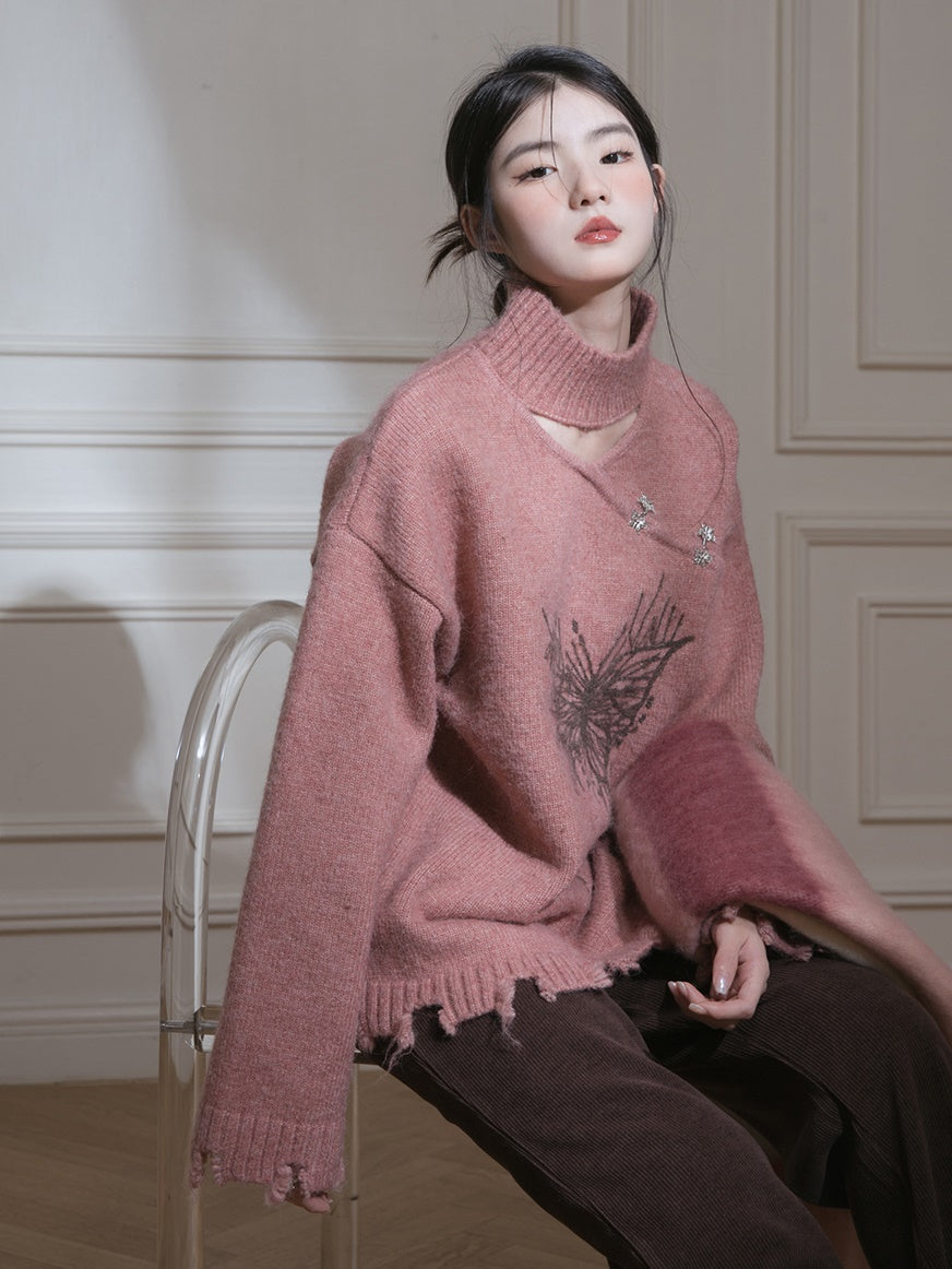 Chinese Style Butterfly Pattern Sweater