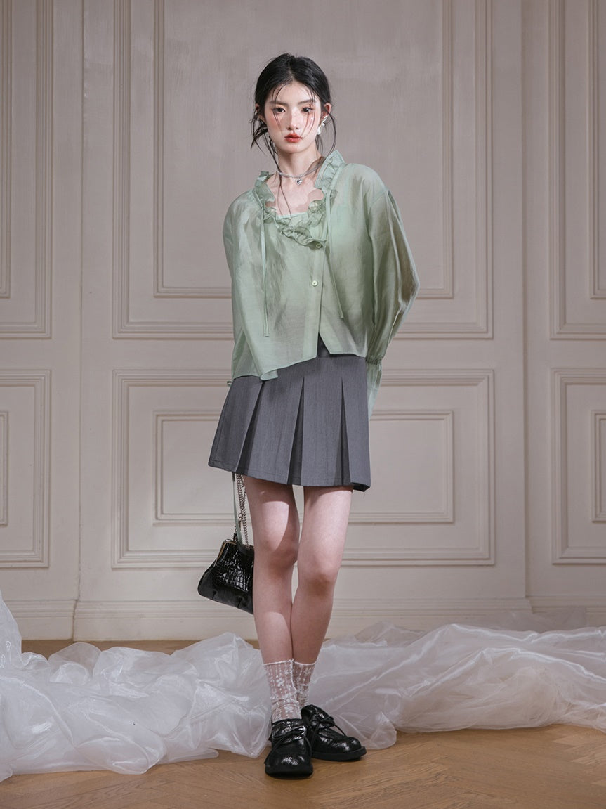 A-Line Box Pleated Skirt