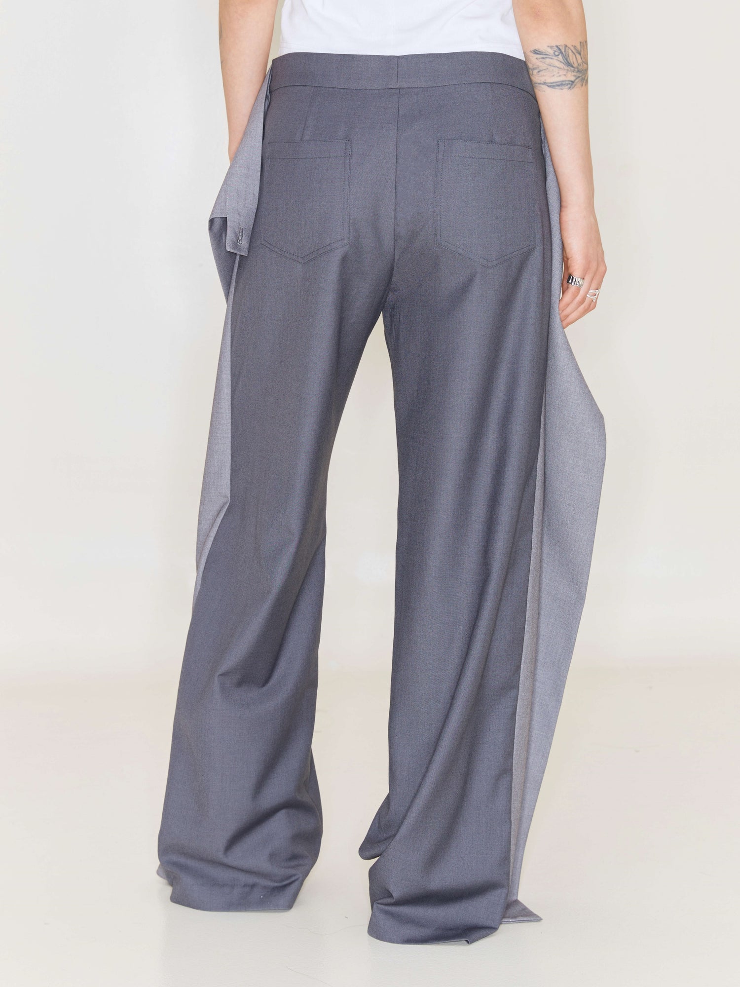 Folding Waist Pleated Wide-Leg Pants