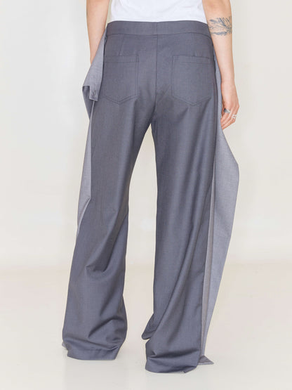 Folding Waist Pleated Wide-leg Pants