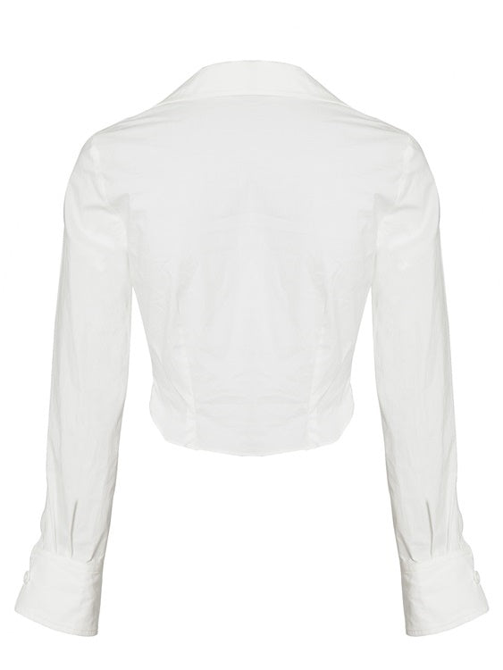 Square Neck Short Long-sleeved Shirt