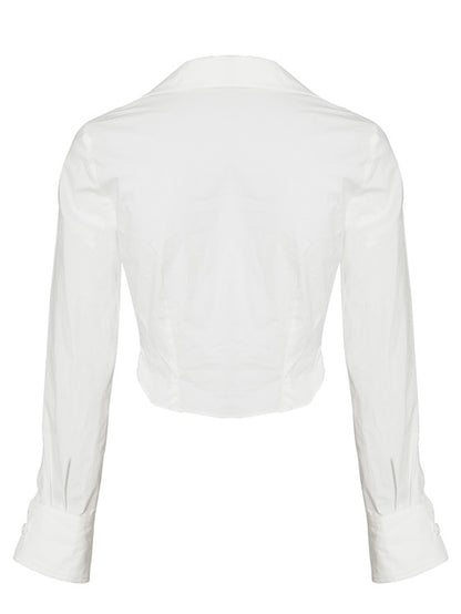 Square Neck Short Long-sleeved Shirt