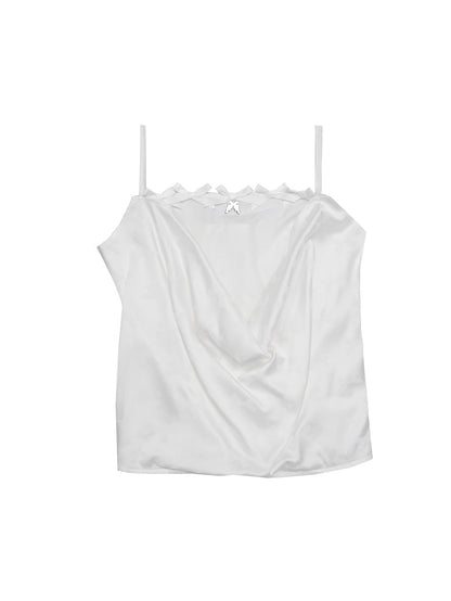 Fake Layered Back Lace-Up Camisole