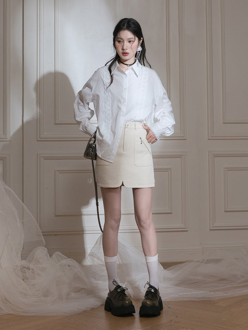 V-neck Small Fragrant Style Short Jacket &amp; Skirt Set-up