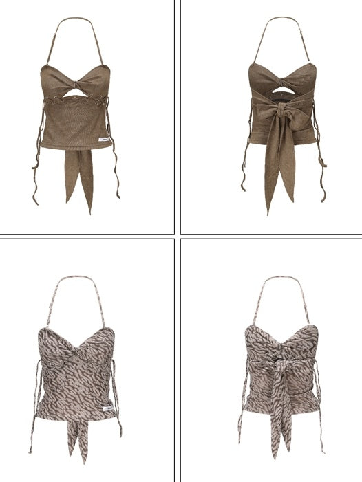 분리 가능한 트위스트 디자인 Halter Neck Camisole