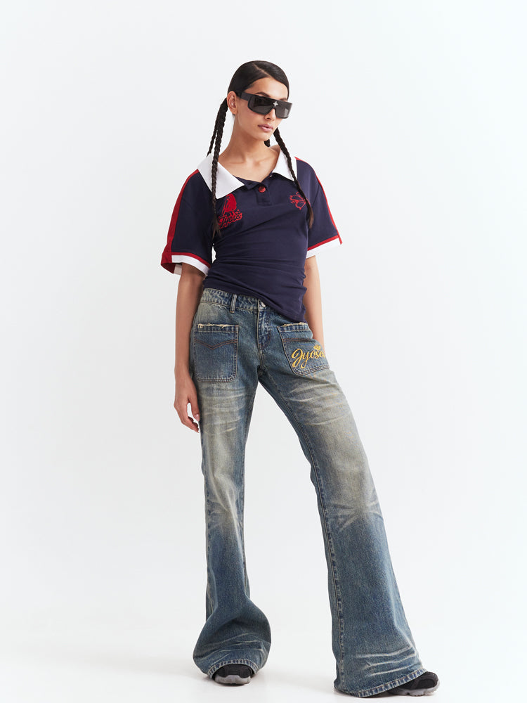 Low-waist Wide-legged Denim Pants