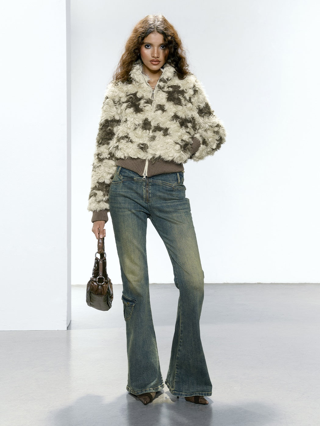 Rose Curly Eco-Frimly Fur Short Veste