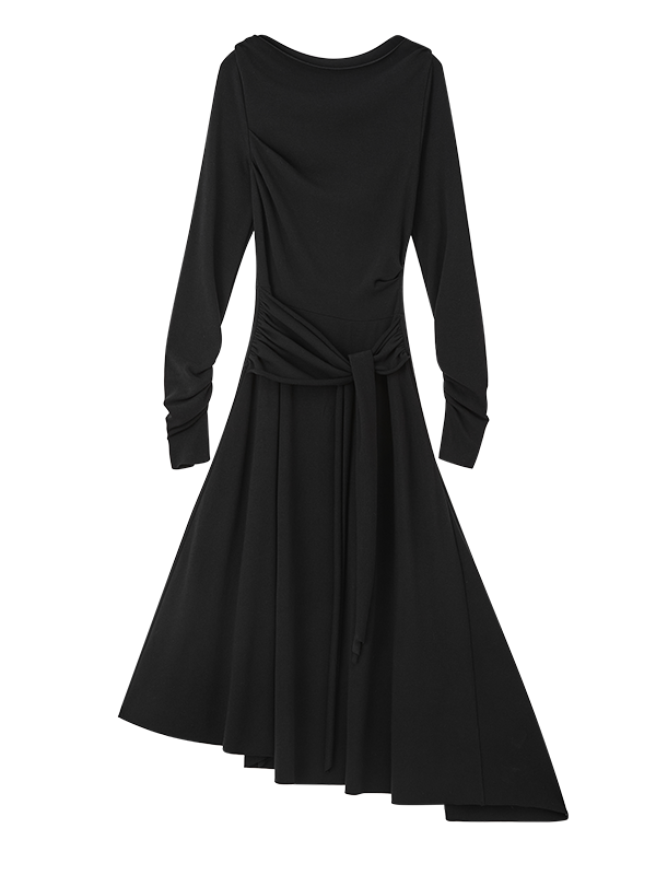 Robe en tricot de ruban à taille plissée lâche