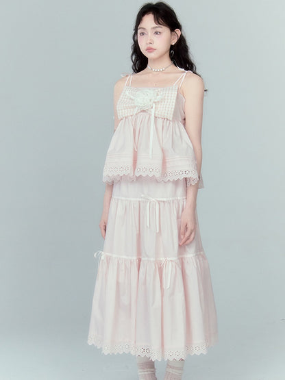 Ribbon Puffy Short Camisole &amp; Ribbon Cake Skirt