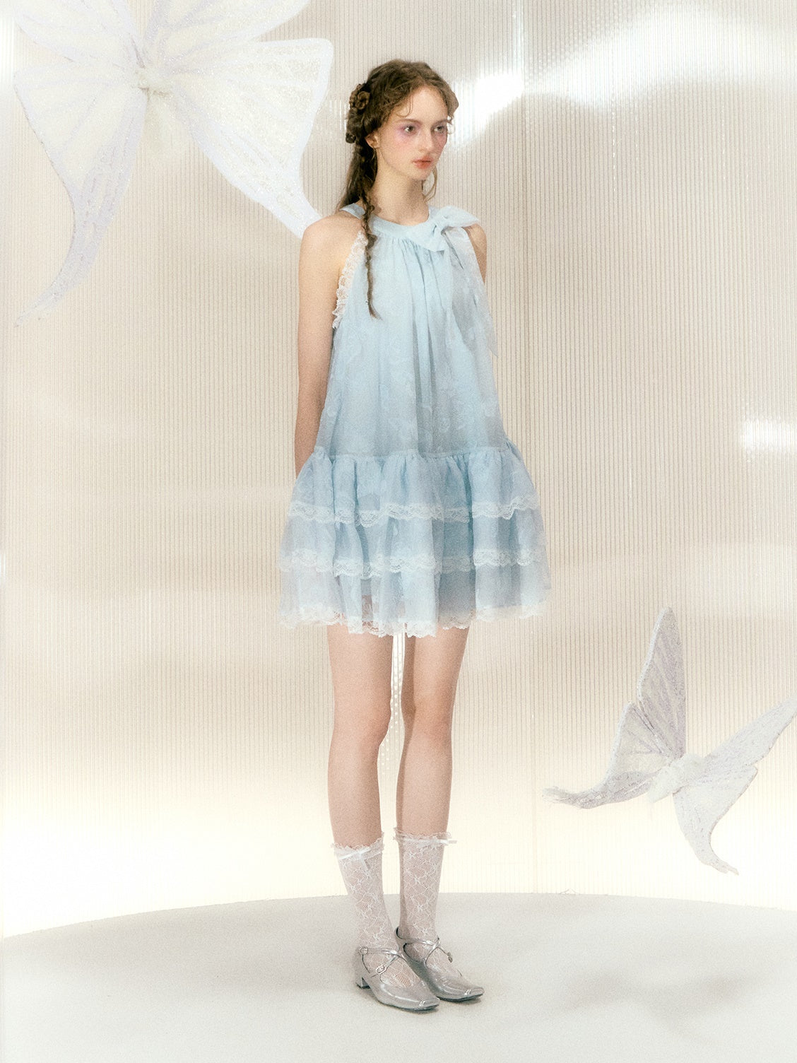 Butterfly Organza Lace Sleeveless Dress