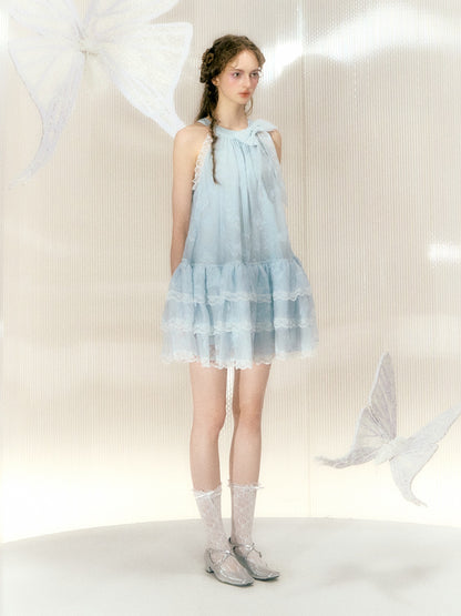 Butterfly Organza Lace Sleeveless Dress