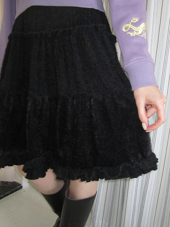 Velvet Frill Cake Tiered Middle Simple Skirt