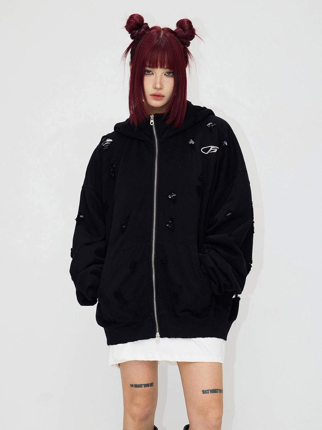 Heavyweight Embroidered Zipper Hooded Sweat