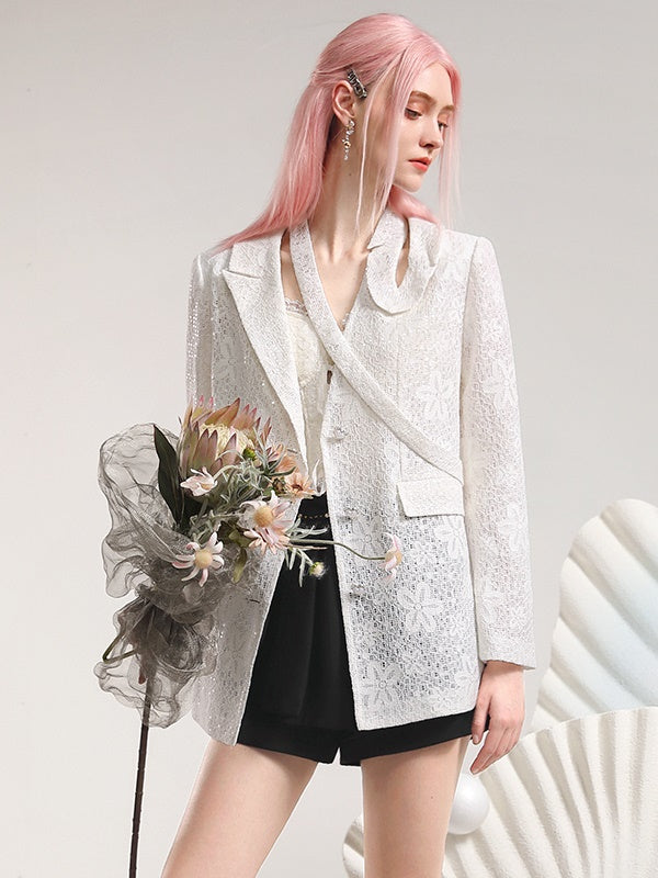 Punching Flower Lace Sheer Feminine Jacket