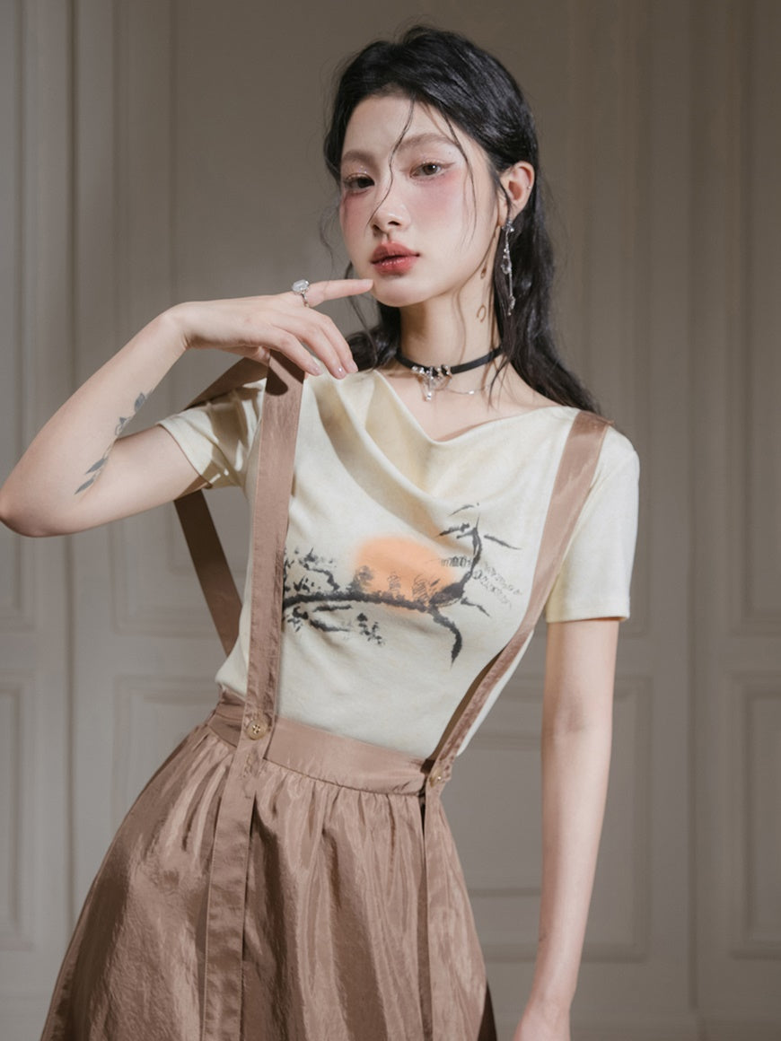 Sunset Chinese Style Printed T-shirt