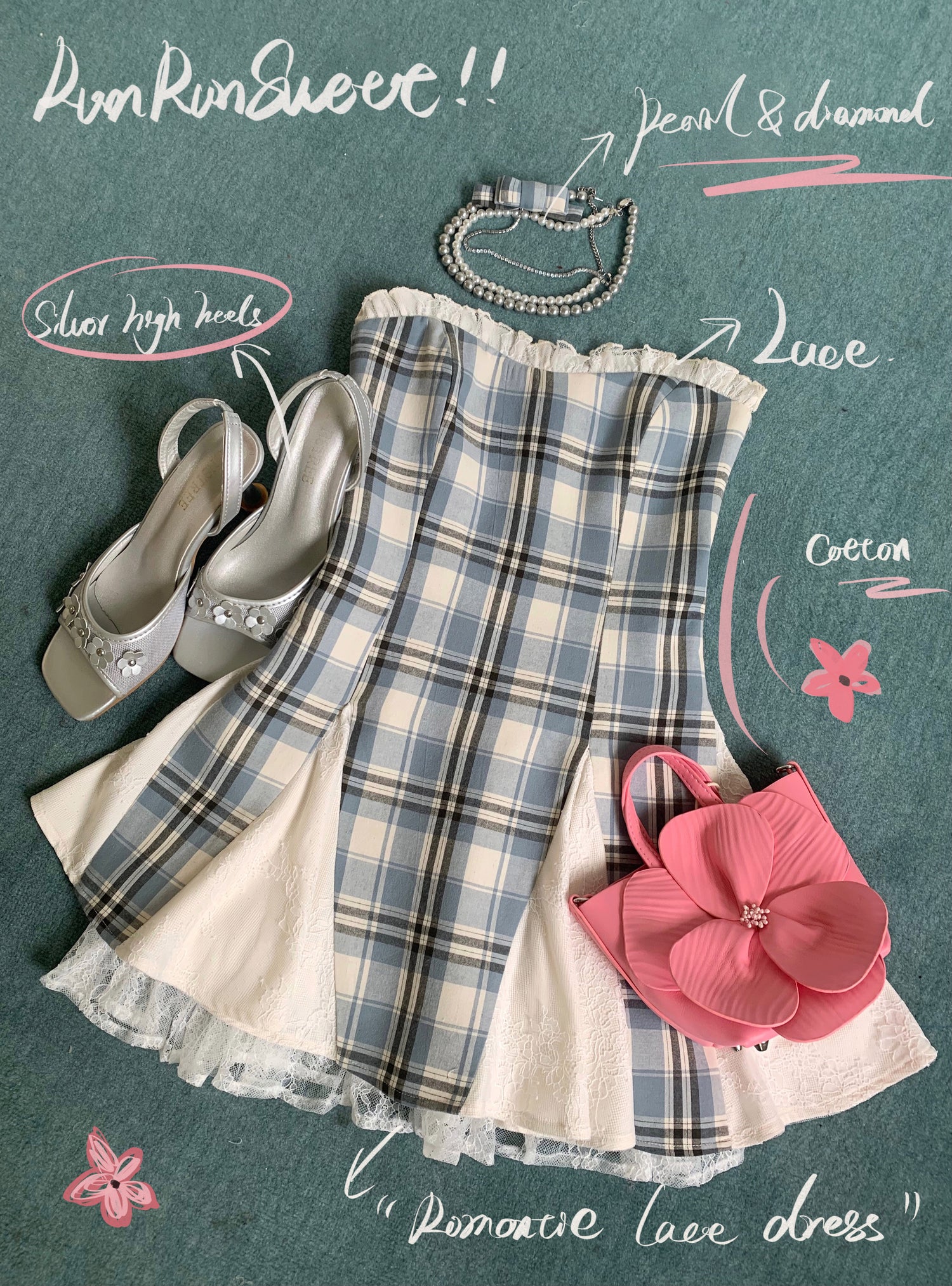 Vintage Plaid Off-shoulder Bandeau Short Dress