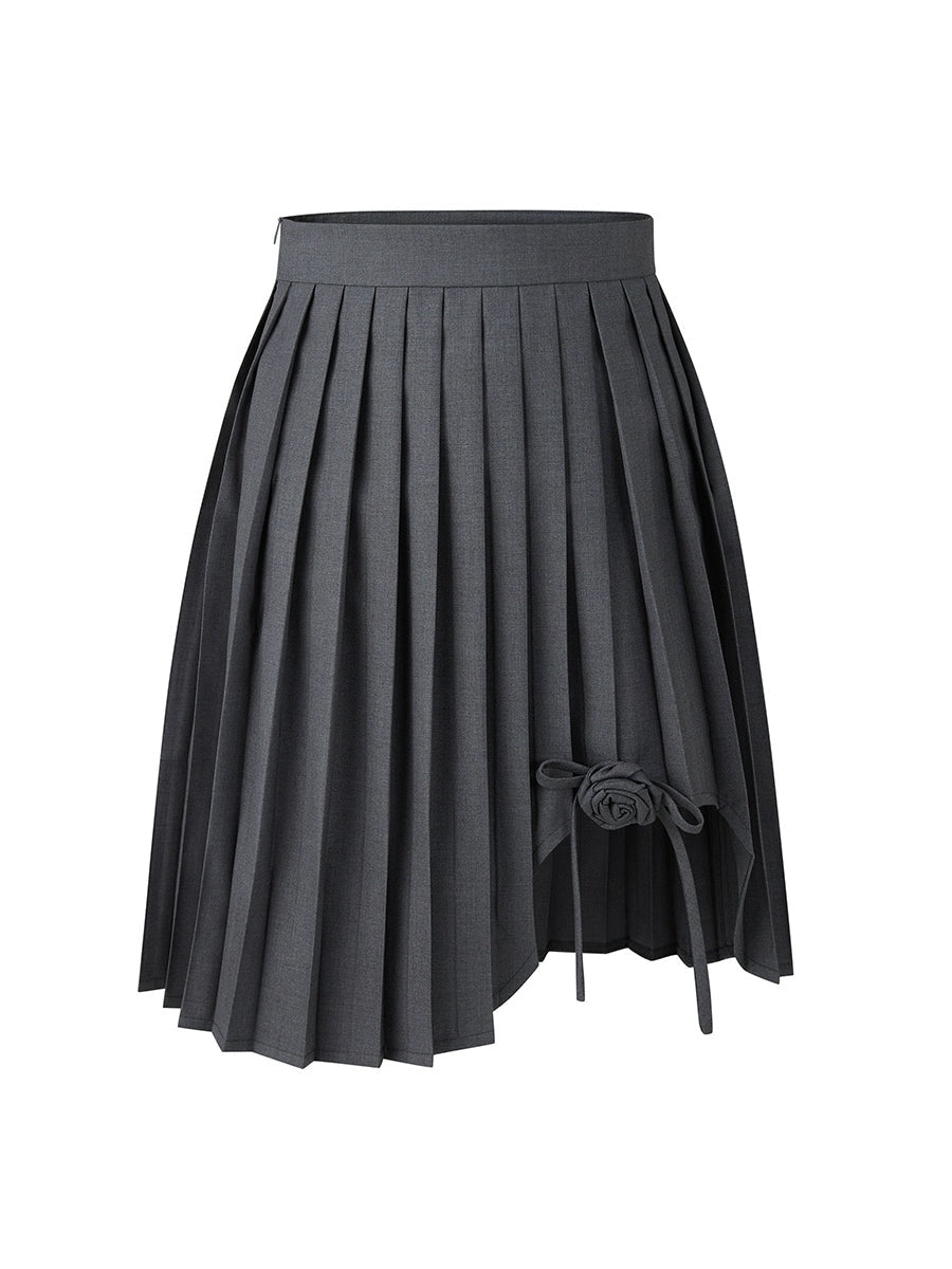 Cut Design Flower Pleated Skirt