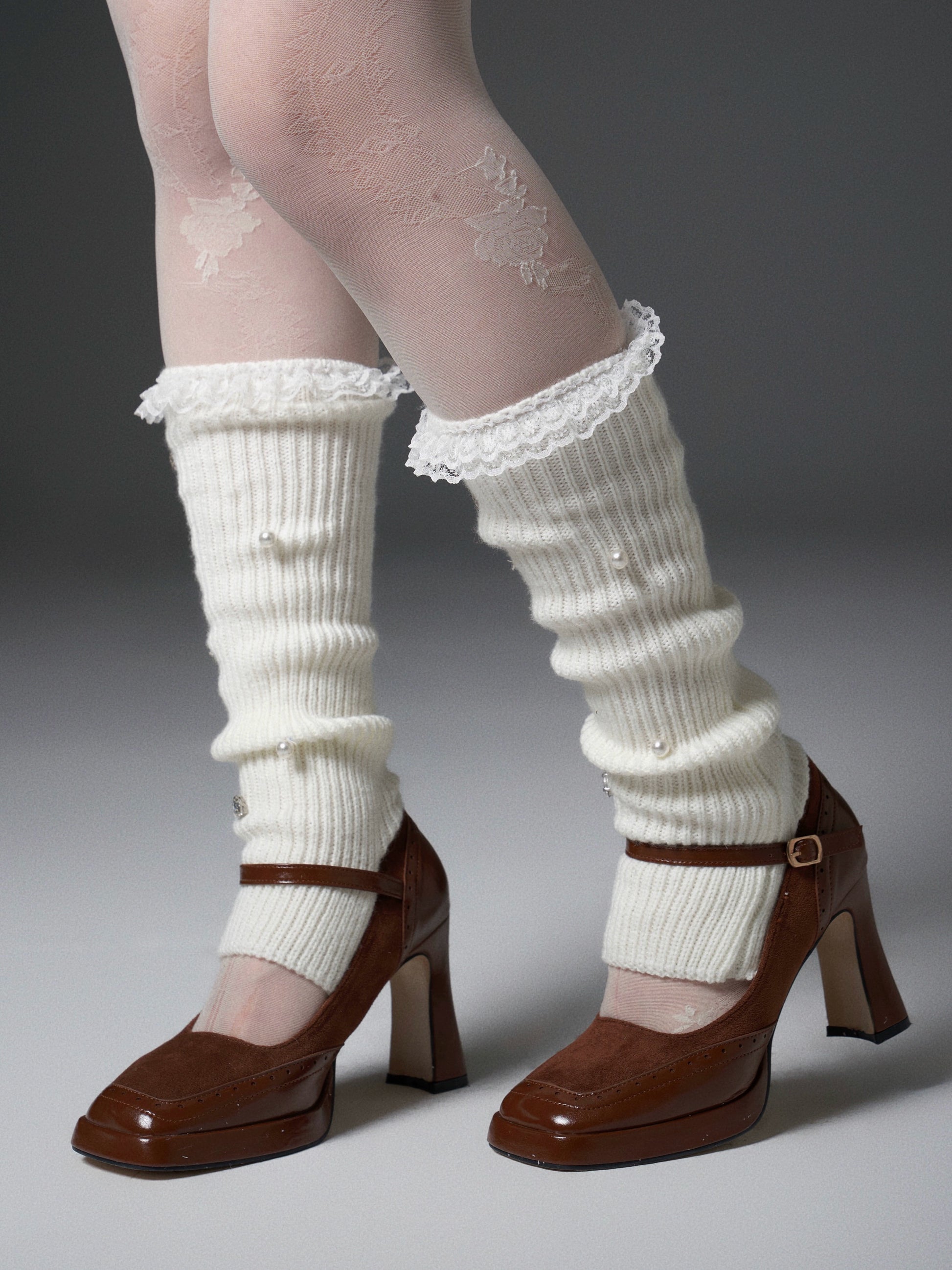 Lace Pearl Stitch Socks