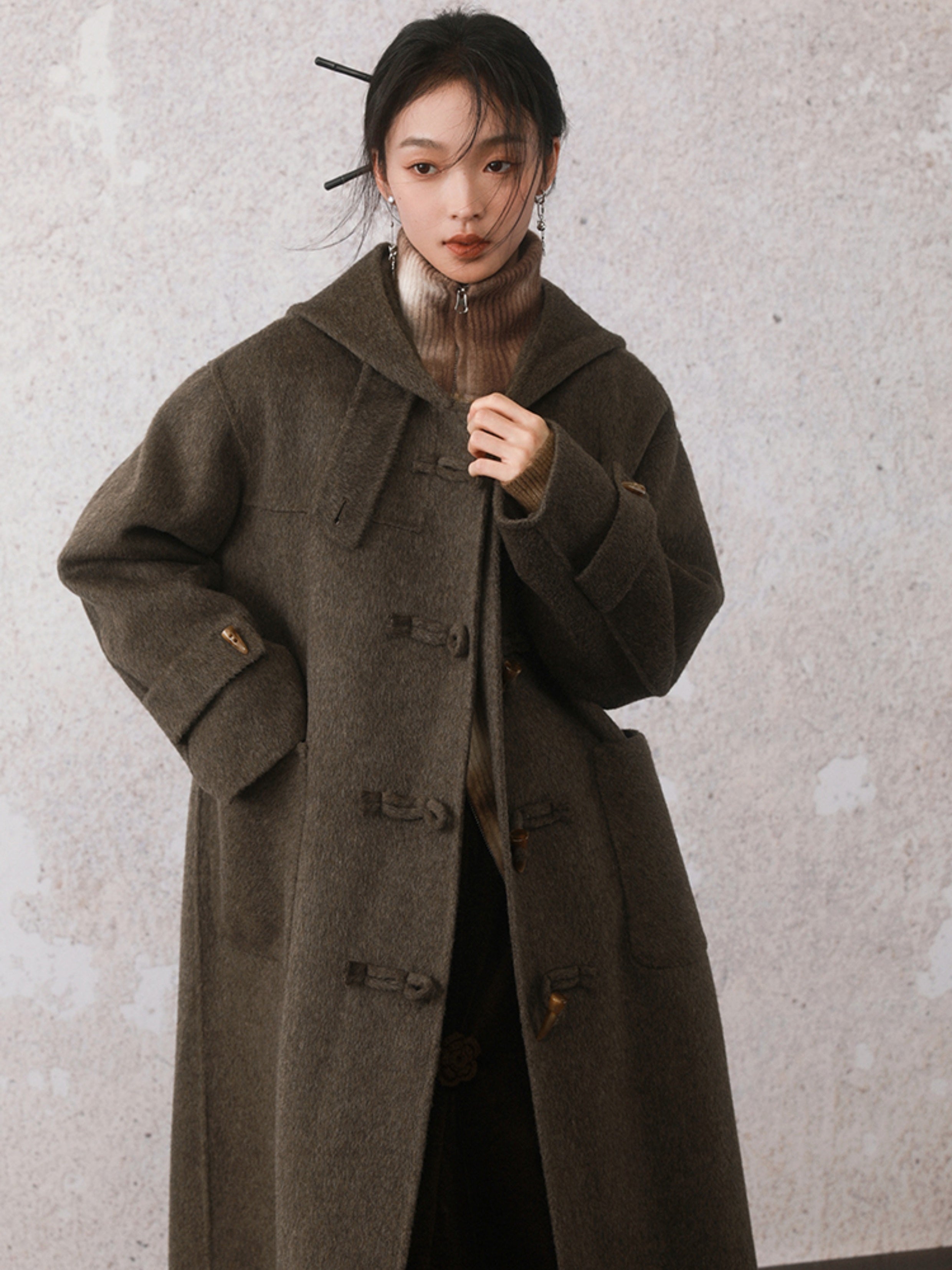 Horn Button Double-sided Duffel Coat