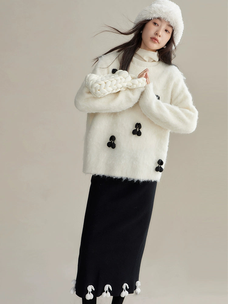 Cherry Motif Pullover Sweater