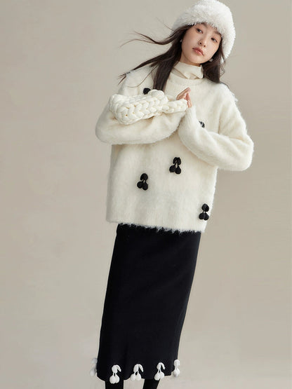 Cherry Motif Pullover Sweater