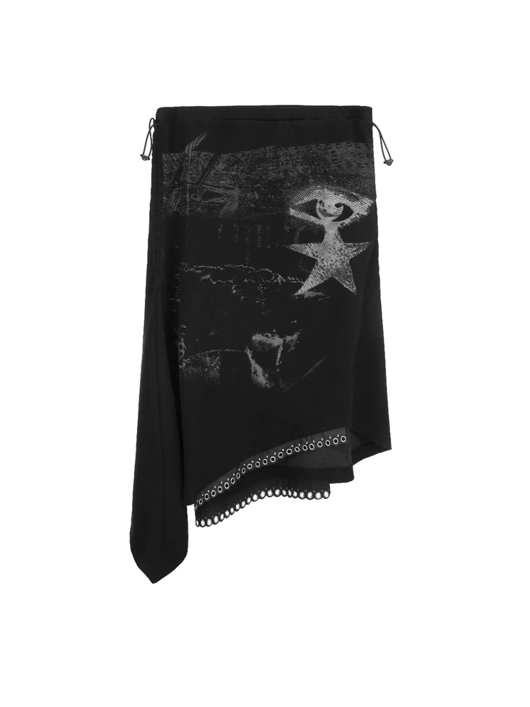 Drawstring Aysmmetry Hole Punk Skirt