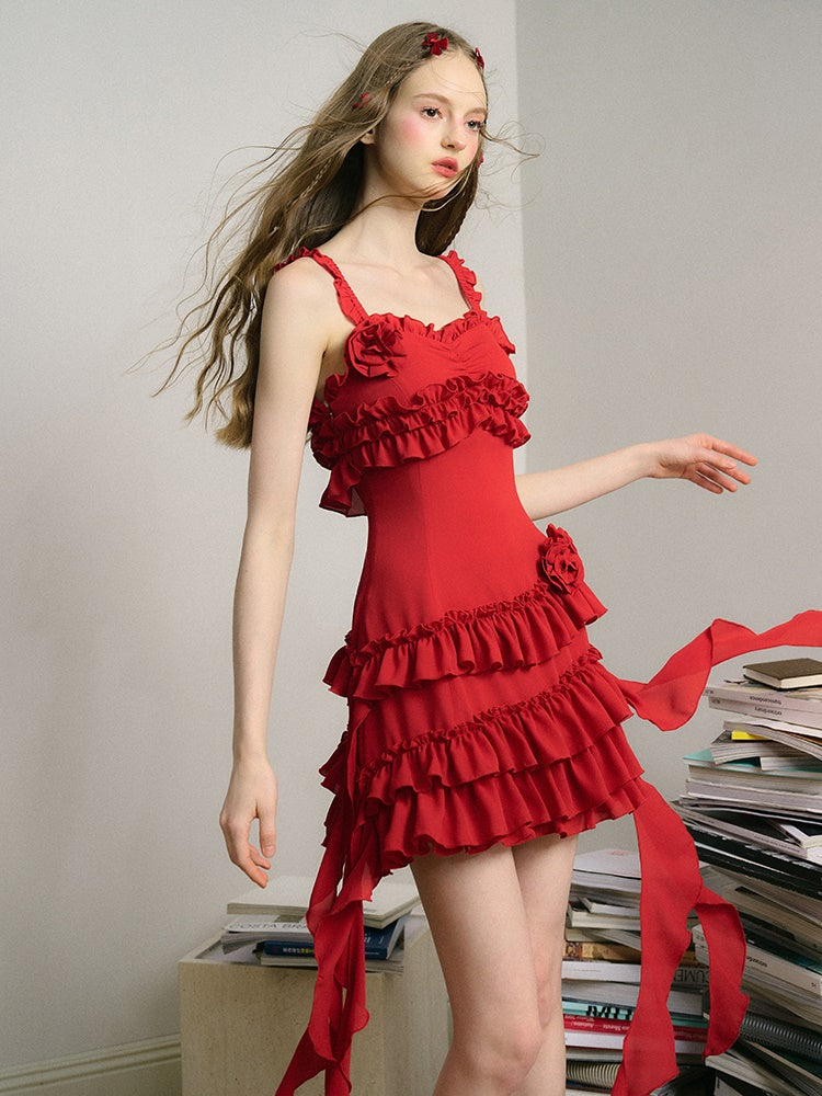 French Suspender Frill Dress